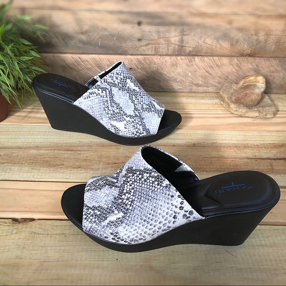 Tahari faux snake skin platform slides - Picture 4 of 7